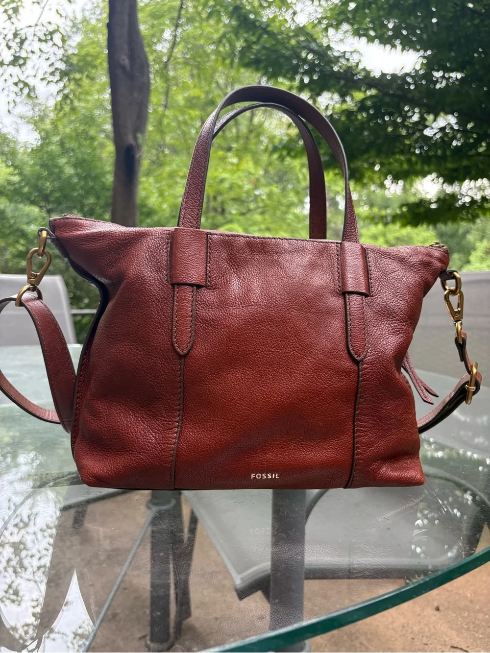 Fossil Leather Skylar satchel SHB2653 with Gold Hardware